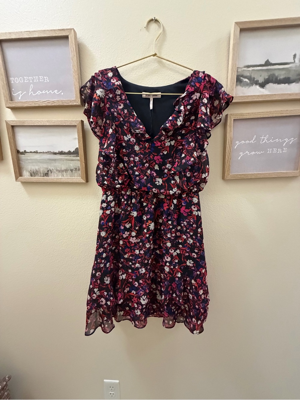 BCBGeneration Black Dress with Gold Hanger Accent
